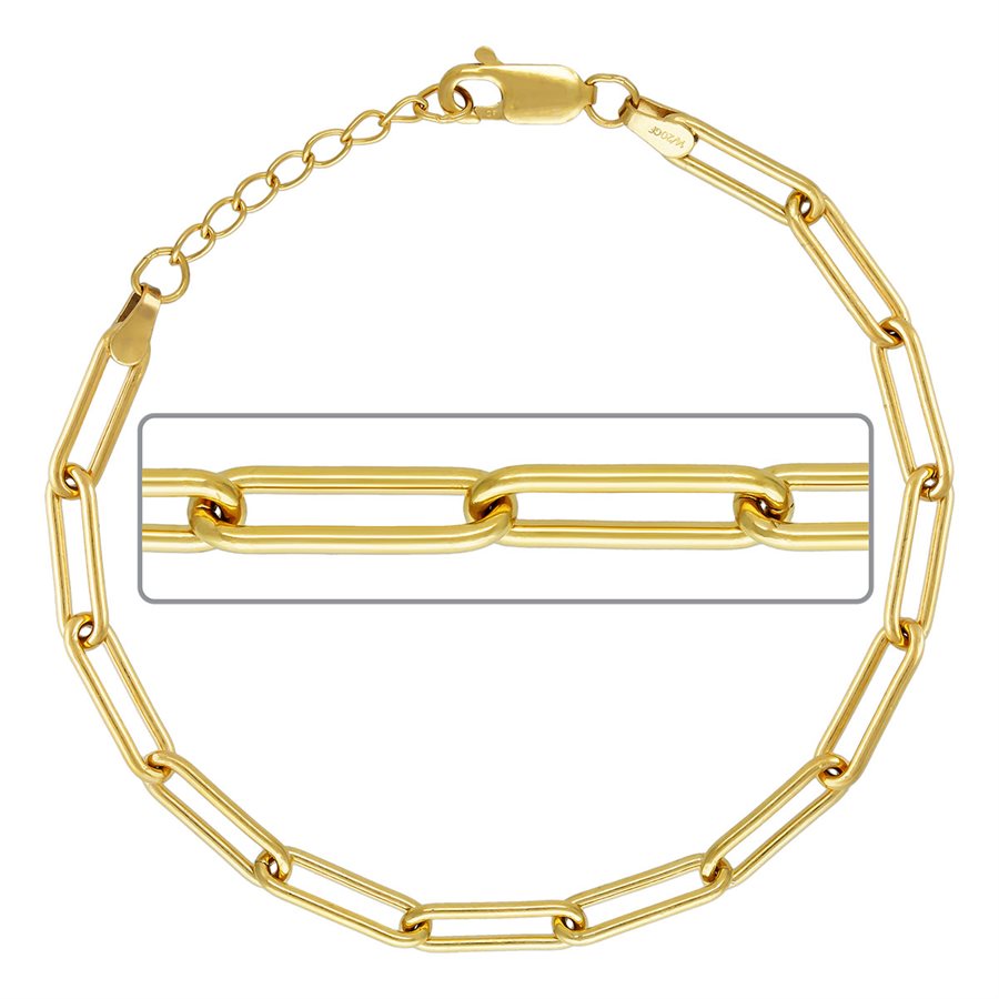 Paper Clip Chain Bracelet (4.2 Mm) In 14K Yellow Gold