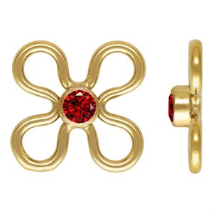 7.5mm Flower Connector w / 2mm Garnet CZ 3A