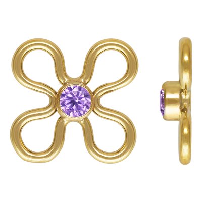 7.5mm Flower Connector 2mm Lt Amethyst CZ