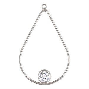 38x25mm Teardrop Drop w / 6mm White 3A CZ AT