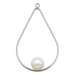 38x25mm TD Drop w / 8mm White Crystal Simulated Pearl