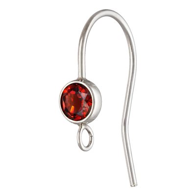 4.0mm Garnet Ear Wire w / Ring AT