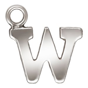 Block Letter 'W' Charm (0.5mm Thick) AT