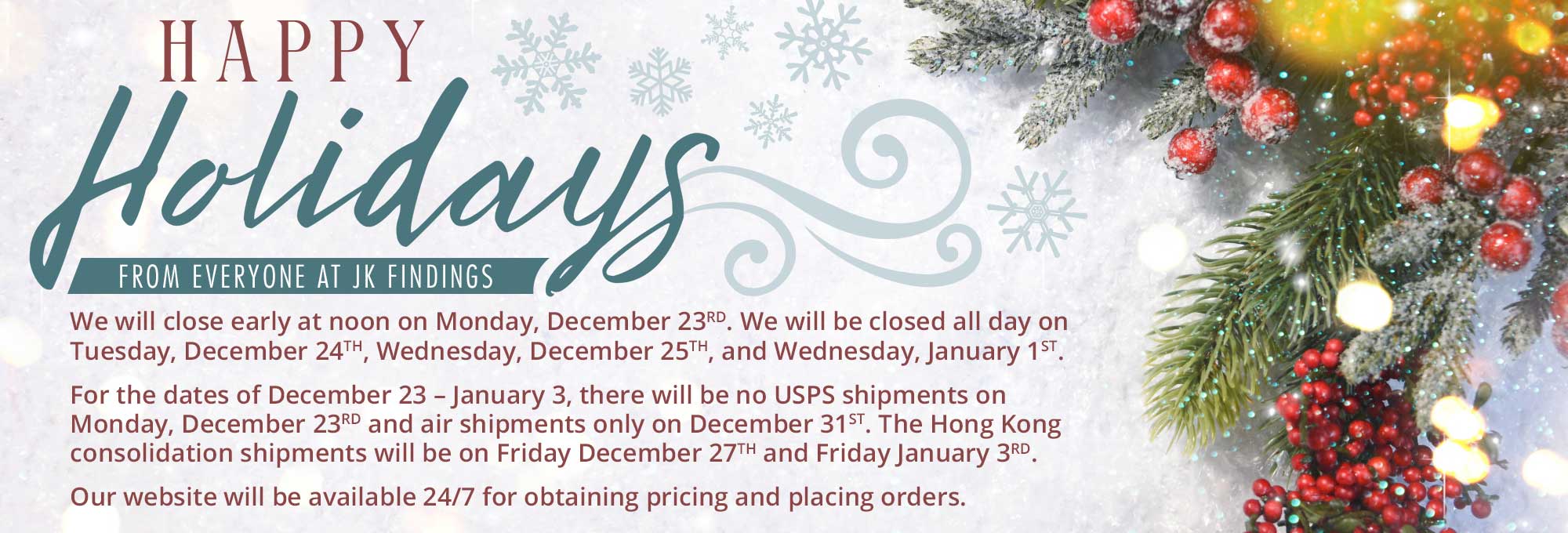 Holiday Closing Notice